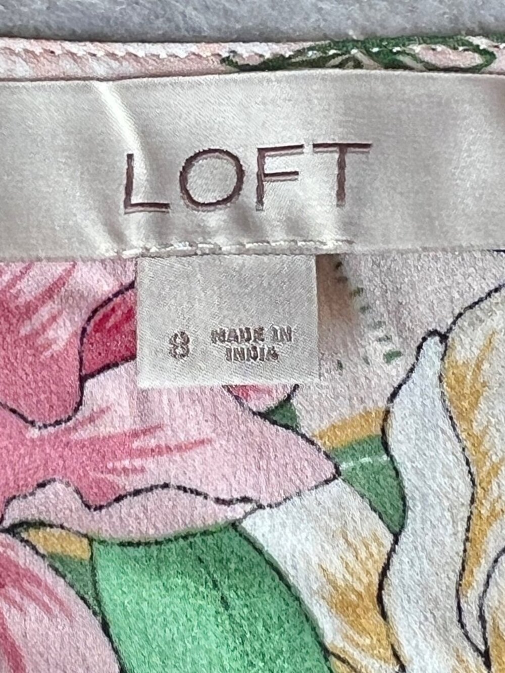 Loft Women's Size 8 Camelia Garden Floral Button-Up Dress 7.5" Ruffle Hem - Picture 8 of 10